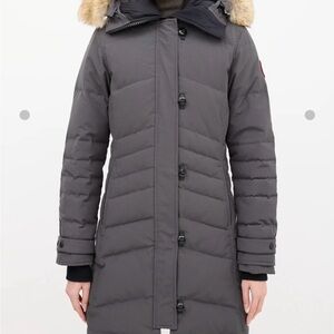 Canada Goose Women's Charcoal Puffer Coat with Fur Hood